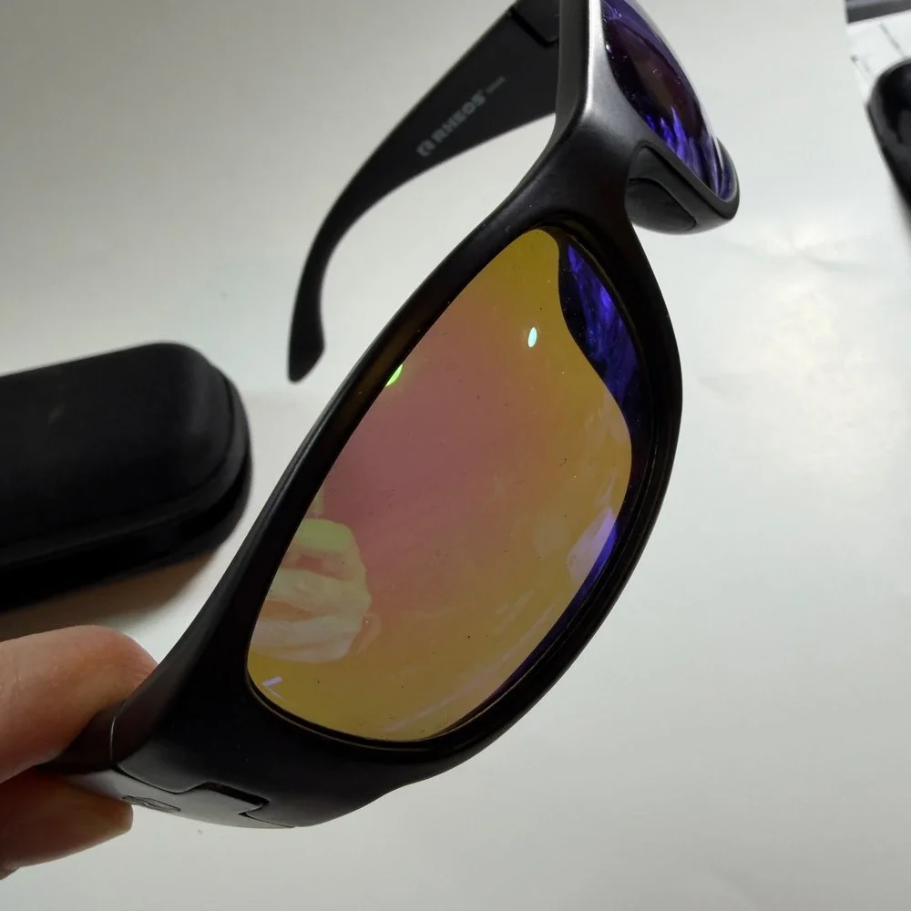 Rheos Bahias Floating Sunglasses Black Blue Mirror Polarized
